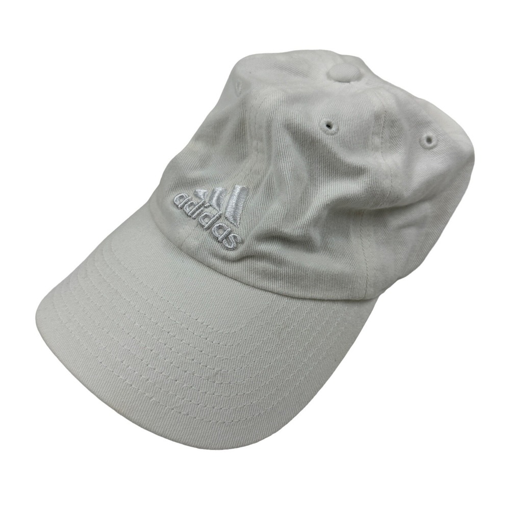 Adidas Aeroready Baseball Cap Hat White Logo Adjustable Strap Back 100% Cotton